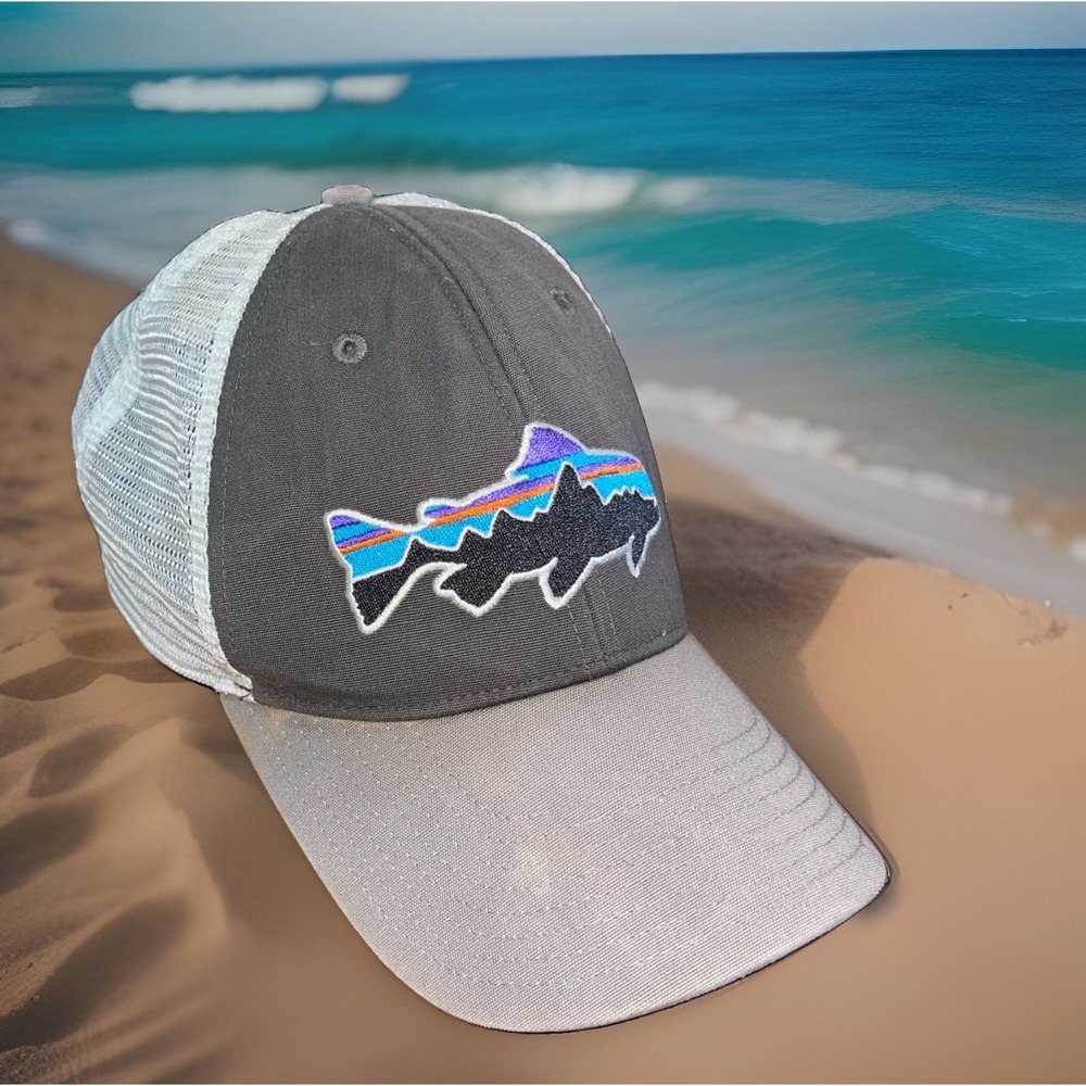 Patagonia Fits Roy Faded Baseball Snap Cap Gray Fish Trout Fishing Outdoors